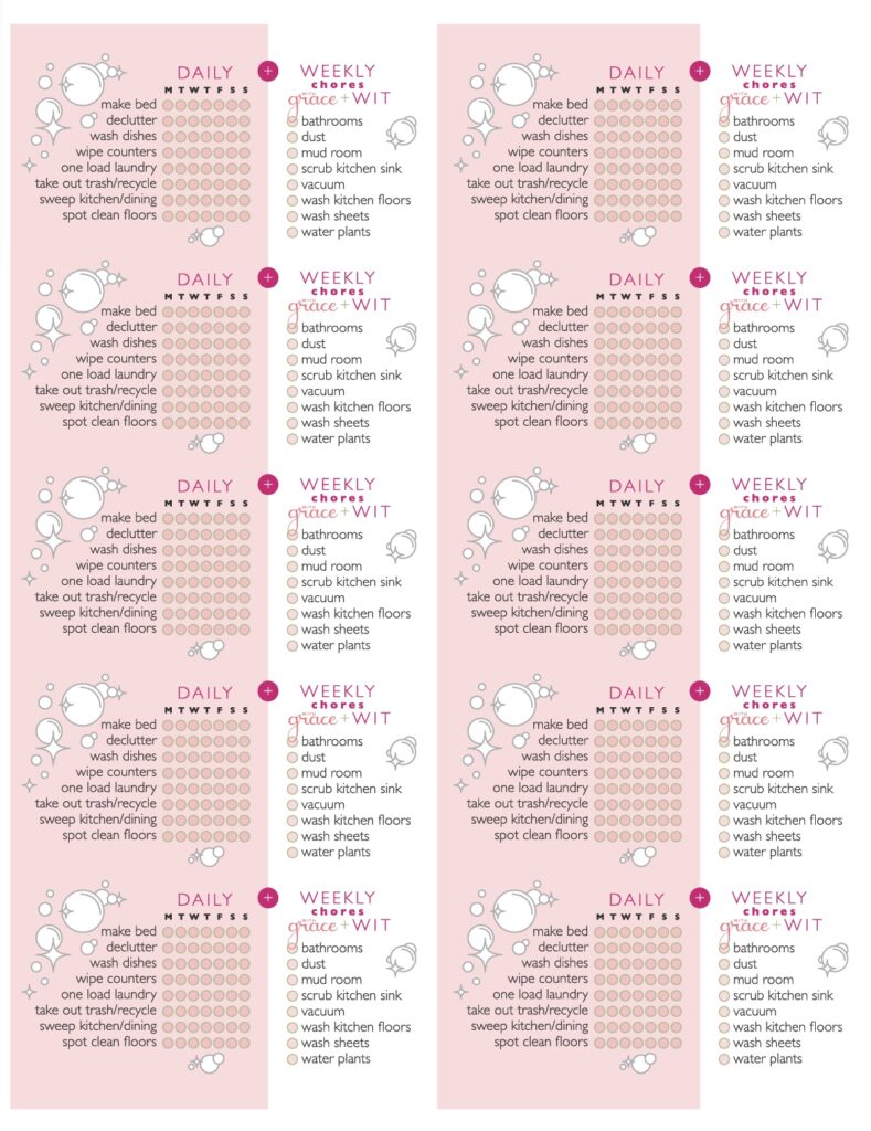 Chore list sticker sheet.