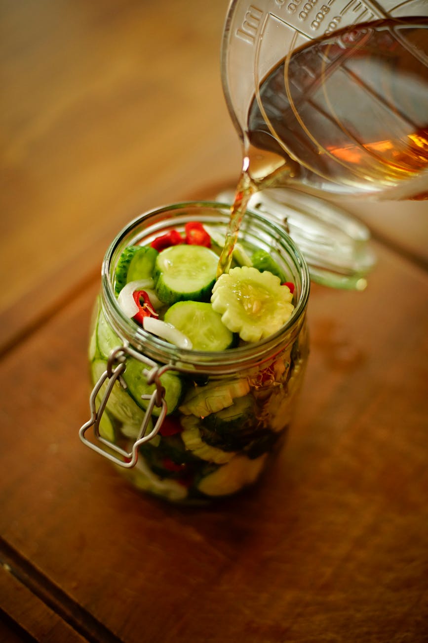 cucumbers in a jar