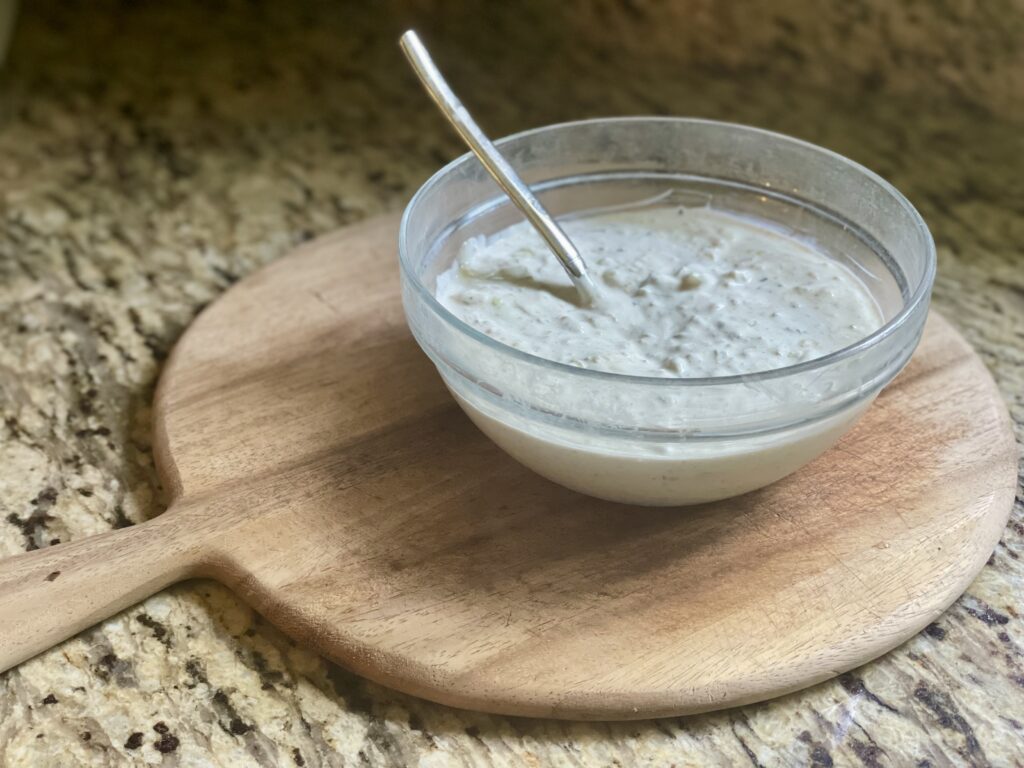 Creamy Cucumber Sauce blended in bowl