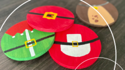 DIY Christmas Coasters - Santa, Mrs Claus, Elf, Reindeer Coaster Designs