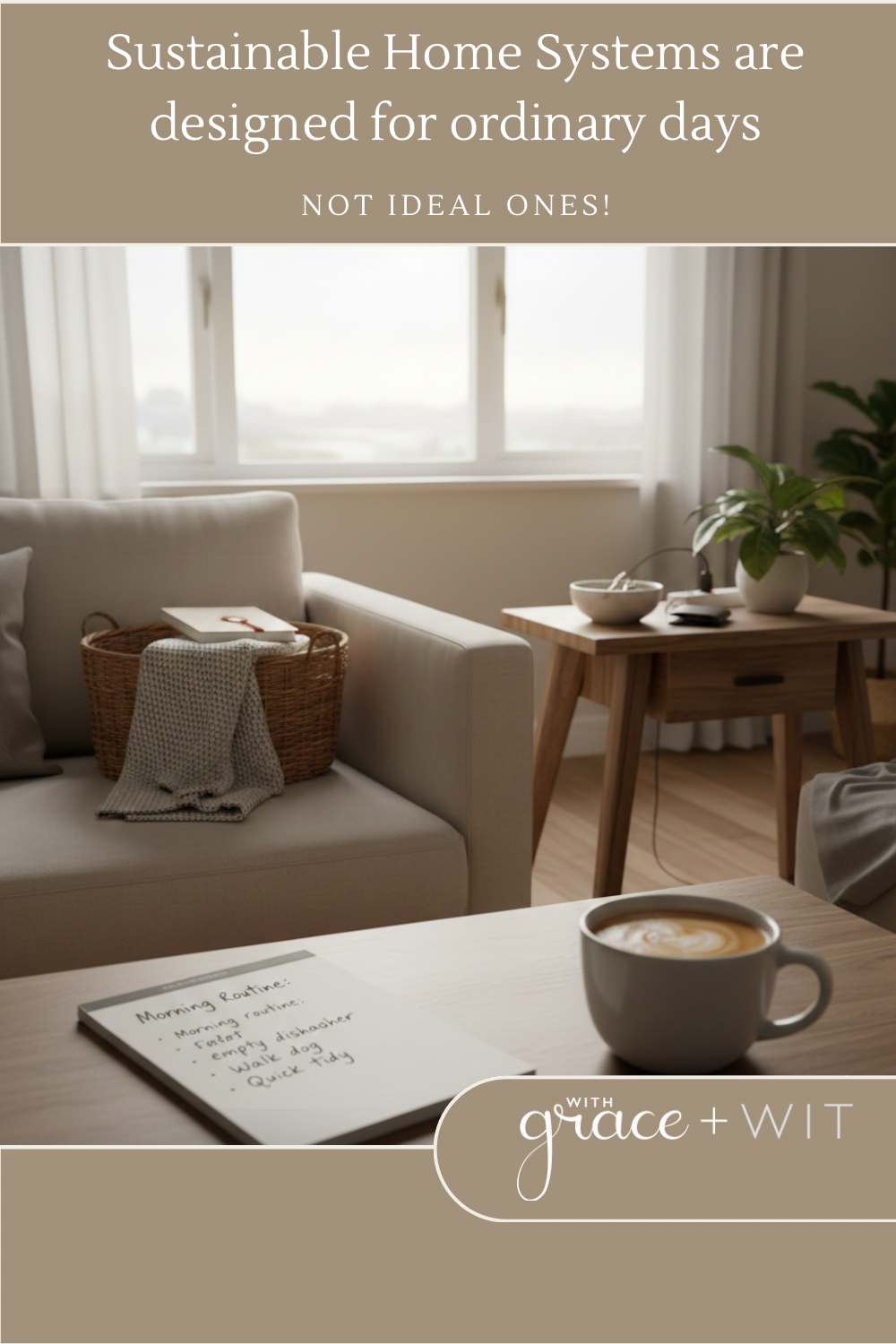 A tidy house using Sustainable home systems to keep organized.