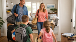 Family getting ready for a spring break vacation.