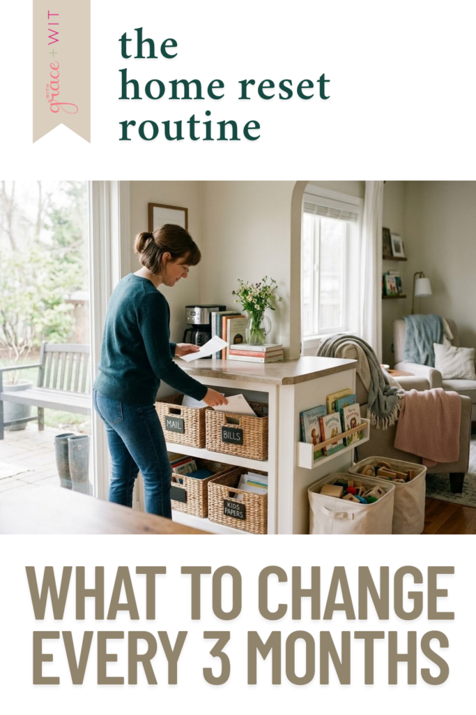 Woman at counter going through a paper reset routine
