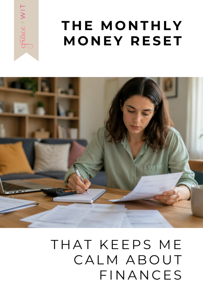 Woman working on household finances