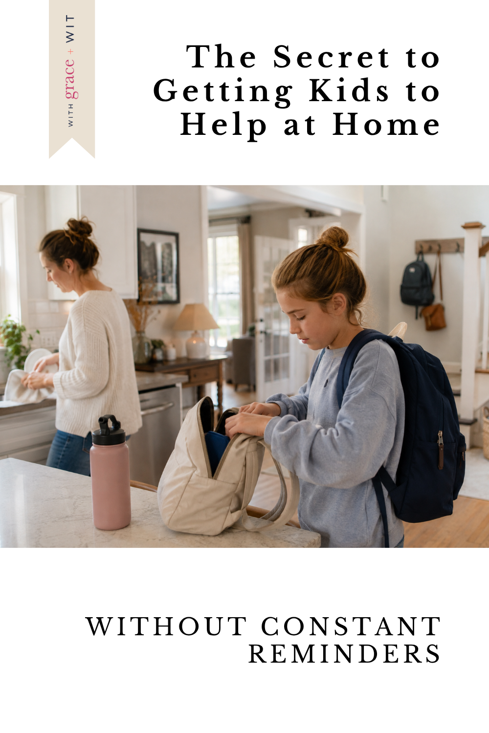 a middle school girl packing her bag without mom having to help.