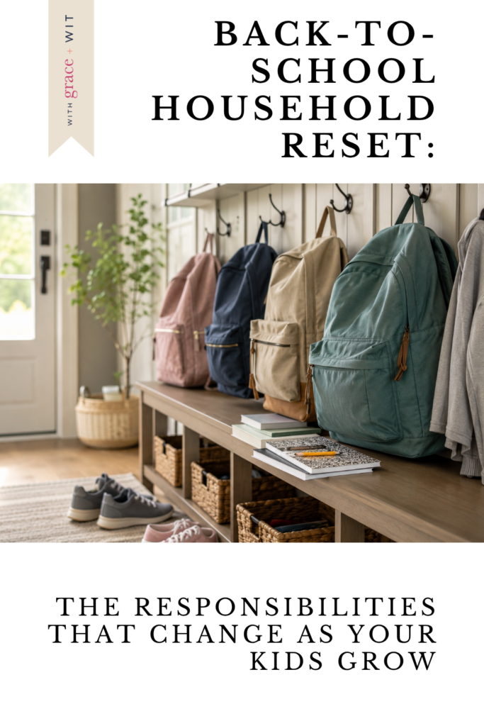 Four backpacks hanging on hooks