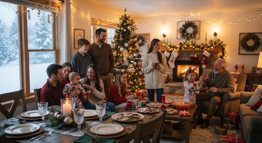 a multi generational family celebrating Christmas together