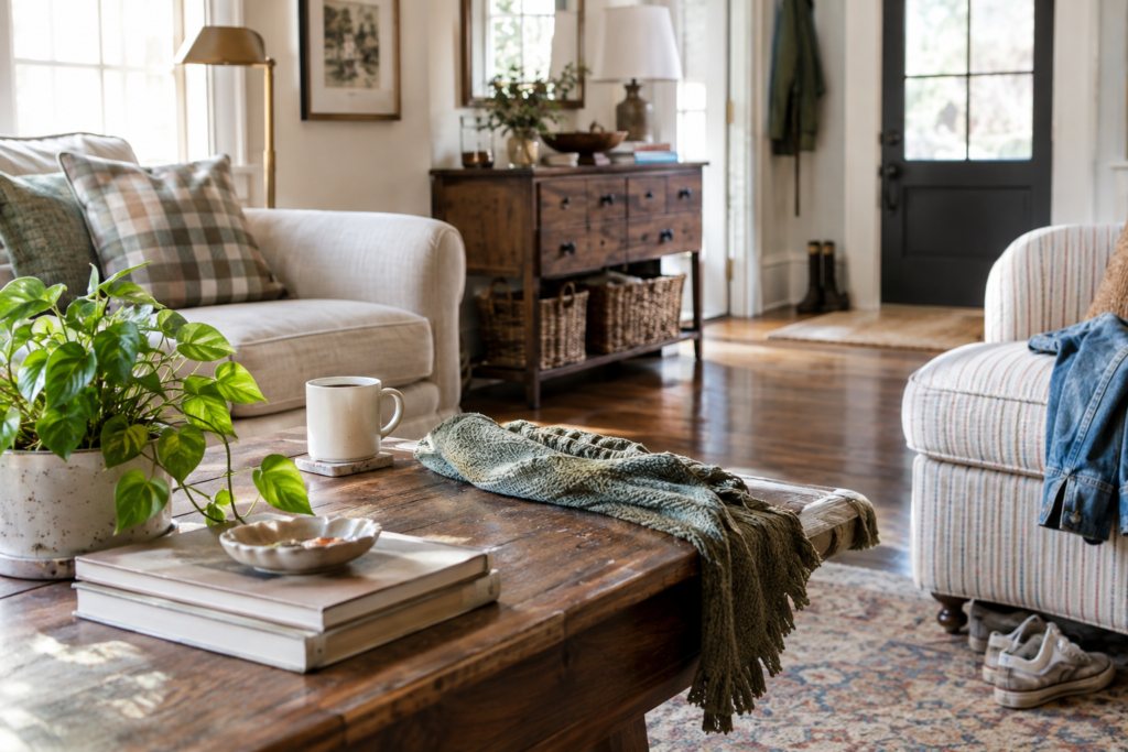 Slightly disheveled house.